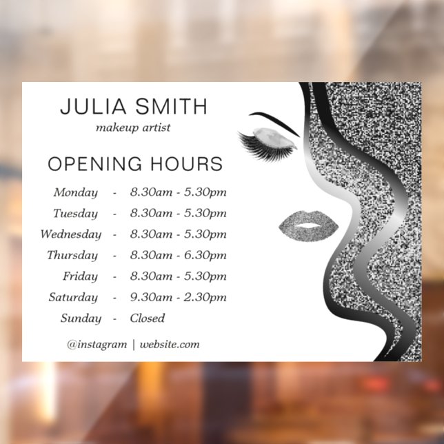 Autocollant Pour Fenêtre Maquillage avec effet parties scintillant argent (Feuille 2)