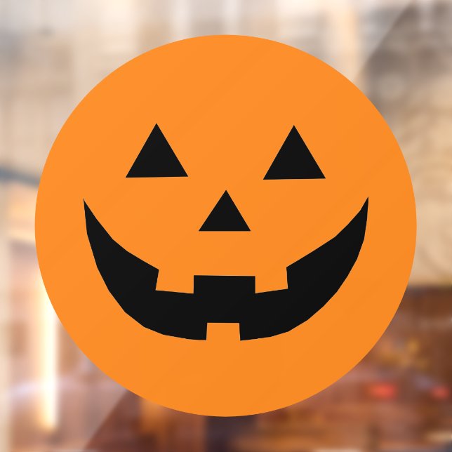 Autocollant Pour Fenêtre Mare orange Jack-o'-lantern face citrouille Hallow (Feuille 2)