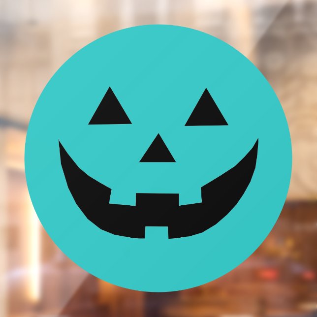 Autocollant Pour Fenêtre Mare turquoise Jack-o'-lantern citrouille face Hal (Feuille 2)