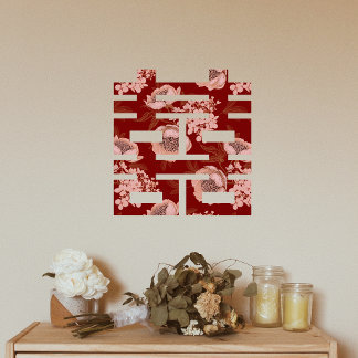 Autocollant Pour Fenêtre Mariage chinois Double Fleur Rouge Xi