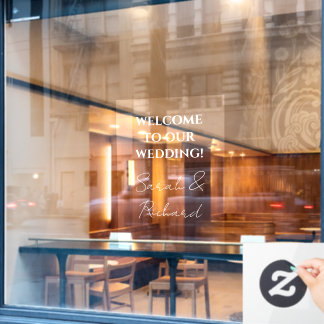 Autocollant Pour Fenêtre Mariage de noms de couples en blanc moderne