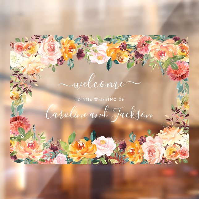Autocollant Pour Fenêtre Mariage floral automne (Feuille 2)