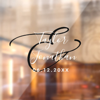 Autocollant Pour Fenêtre Mariage minimal noir et blanc personnalisé