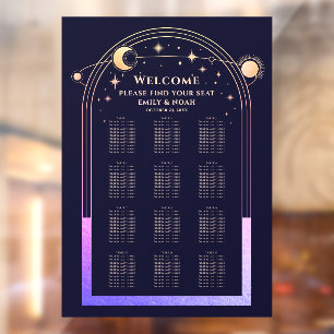 Autocollant Pour Fenêtre Mariage mystique Rainbow Navy Blue Sun Moon Stars