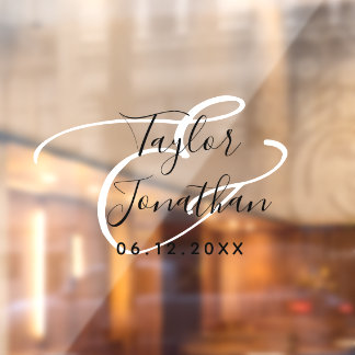 Autocollant Pour Fenêtre Mariage Personnalisé Noir Et Blanc Chic