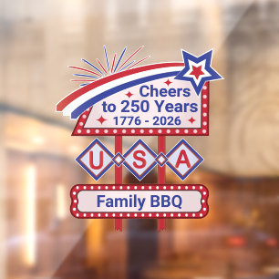Autocollant Pour Fenêtre Marquee Rétro USA 250 - Patriotique Personnalisé