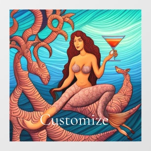 Autocollant Pour Fenêtre Martini à cheveux longs Mermaid Thunder_Cove