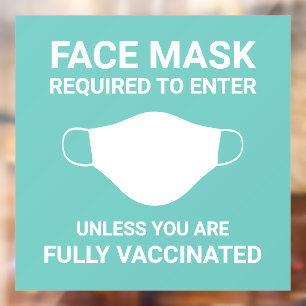 Autocollant Pour Fenêtre Masque Visage Requis Mention Blanche