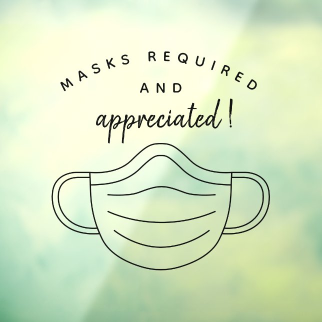 Autocollant Pour Fenêtre Masques Requis et Appréciés Masque facial moderne (Feuille 3)
