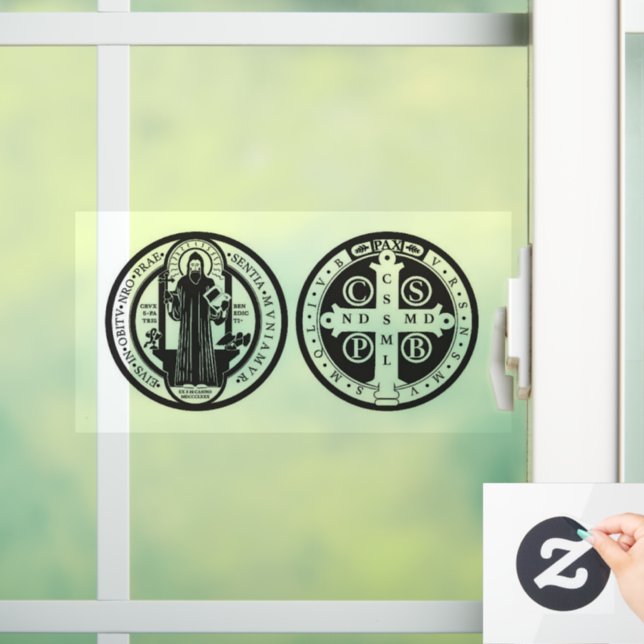 Autocollant Pour Fenêtre Médaille Saint Benoît de Nursia - Catholique (Maison)