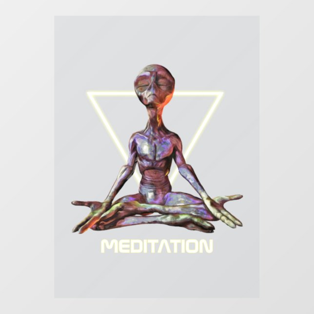 Autocollant Pour Fenêtre Méditation. Alien en pose tranquille (Feuille)