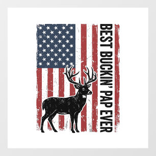 Autocollant Pour Fenêtre Meilleur Pap à Buckin Ever Drapeau de Cerf Vintage