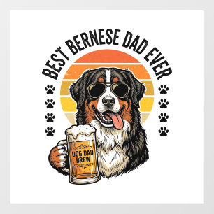 Autocollant Pour Fenêtre Meilleur Papa Bernois Vintage T-Shirt Bière Chien
