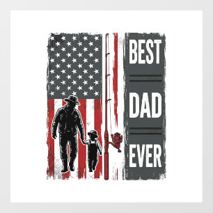 Autocollant Pour Fenêtre Meilleur Papa Jamais Drapeau de Pêche Design Vecto