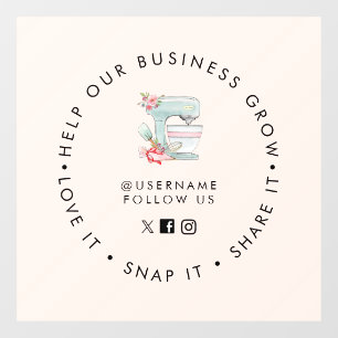 Autocollant Pour Fenêtre Mélangeur de gâteaux Boulangerie Les médias sociau