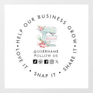 Autocollant Pour Fenêtre Mélangeur de gâteaux Boulangerie médias sociaux su