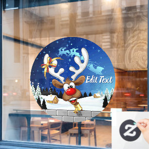 Autocollant Pour Fenêtre Mème de Noël drôle de renne qui regarde par-dessus
