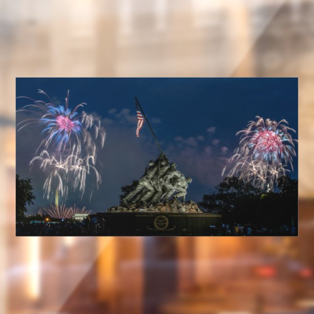 Autocollant Pour Fenêtre Mémorial d'Iwo Jima pendant les feux d'artifice le (Feuille 2)