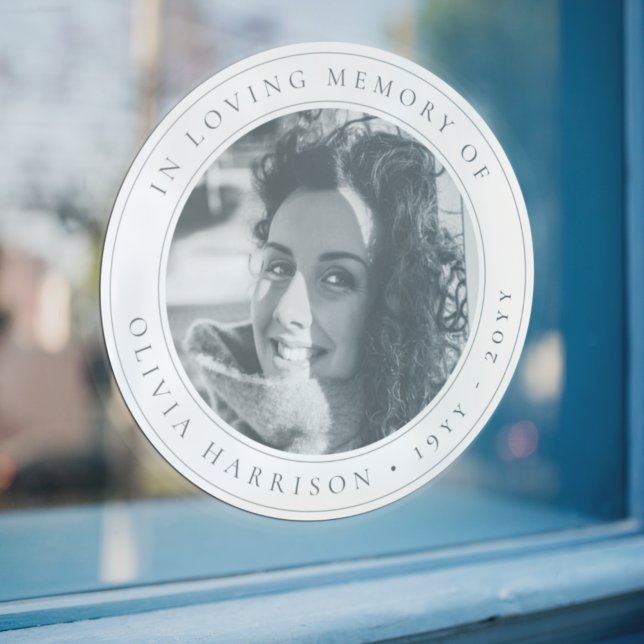 Autocollant Pour Fenêtre Mémorial élégant | Funeral Favoriser Noir et Blanc (Créateur téléchargé)