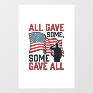 Autocollant Pour Fenêtre Mémorial Patriotique Tous Ont Donné Certains Certa