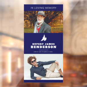 Autocollant Pour Fenêtre Mémorial photo personnalisé de colombe bleu foncé