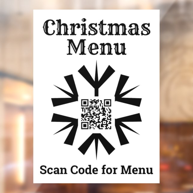 Autocollant Pour Fenêtre Menu de Noël Flocon de neige avec QR Code (Feuille 2)