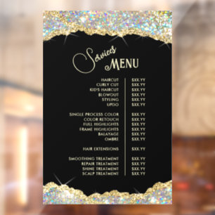 Autocollant Pour Fenêtre Menu de services de paillettes iridescentes de fau