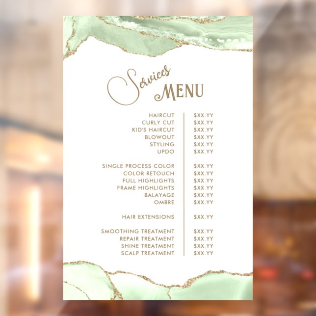 Autocollant Pour Fenêtre Menu des services d'agate rose blush (Feuille 2)