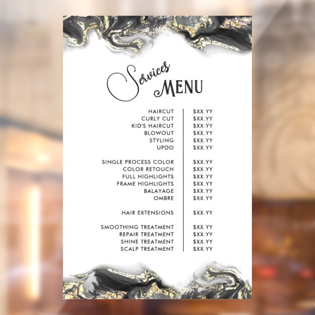 Autocollant Pour Fenêtre Menu des services de design de marbrure noire (Feuille 2)