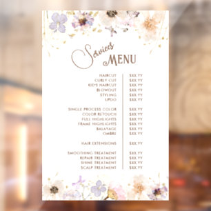 Autocollant Pour Fenêtre Menu des services de fleurs sauvages séchées