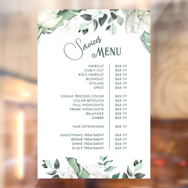 Autocollant Pour Fenêtre Menu des services de verdure émeraude (Feuille 2)
