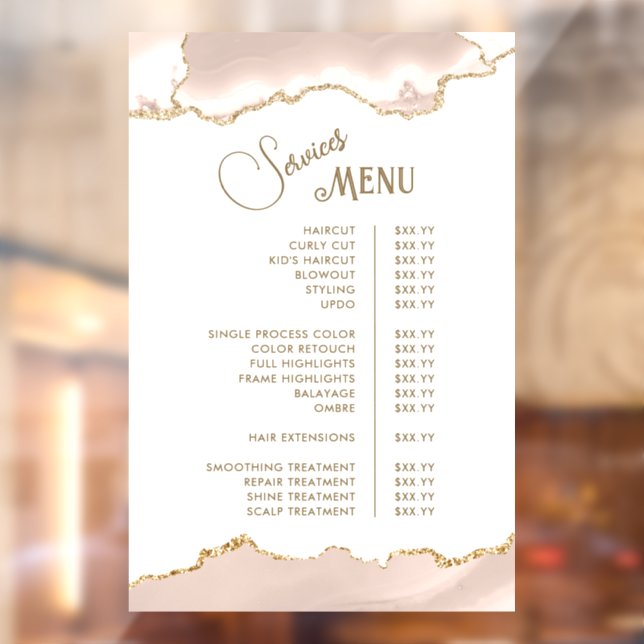 Autocollant Pour Fenêtre Menu des services d'Ivoire Blush Agate (Feuille 2)
