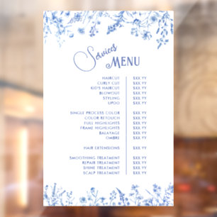 Autocollant Pour Fenêtre Menu des services Fleurs sauvages bleus français