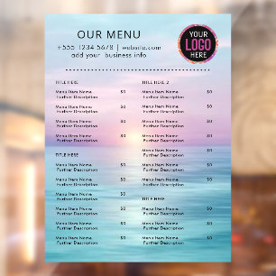 Autocollant Pour Fenêtre Menu du Restaurant Logo Minimaliste Traiteur Caf