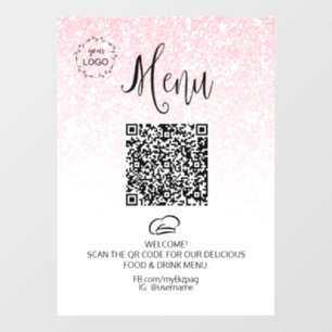 Autocollant Pour Fenêtre *~* Menu nourriture QR LOGO Restaurant Café Parti