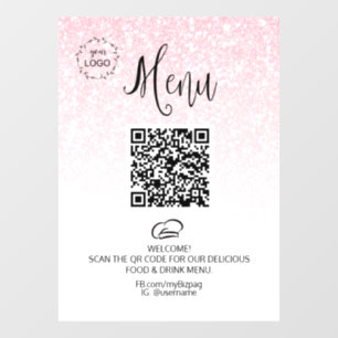 Autocollant Pour Fenêtre *~* Menu nourriture QR LOGO Restaurant Café Partie