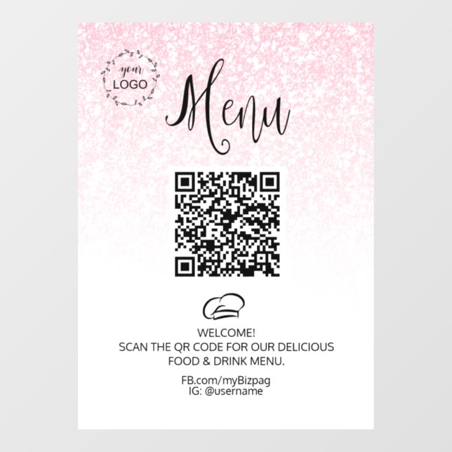 Autocollant Pour Fenêtre *~* Menu nourriture QR LOGO Restaurant Café Partie (Feuille)
