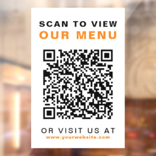 Autocollant Pour Fenêtre Menu QR Code Restaurant Café