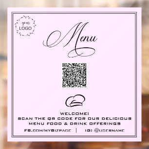 Autocollant Pour Fenêtre *~* MENU QR Pastel Simple Minimal