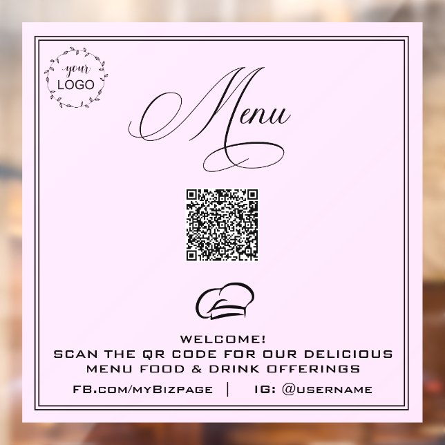 Autocollant Pour Fenêtre *~* MENU QR Pastel Simple Minimal (Feuille 2)