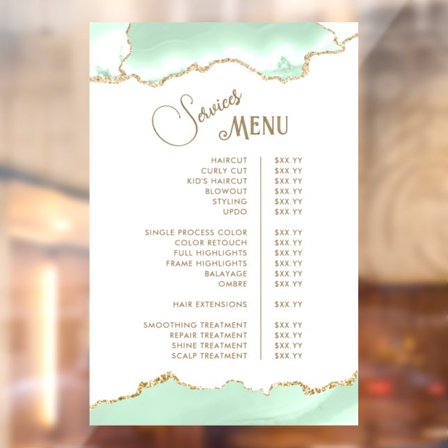Autocollant Pour Fenêtre Menu Services Agate Vert Mousse de Mer (Feuille 2)