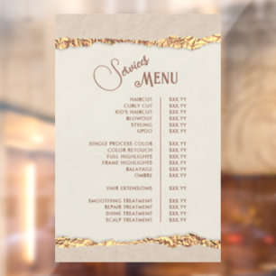 Autocollant Pour Fenêtre Menu Services Papier Déchiré Doré