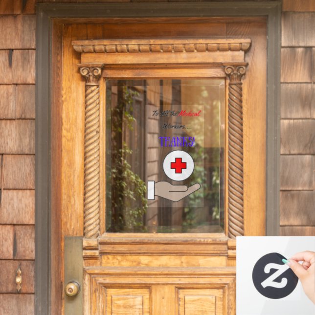 Autocollant Pour Fenêtre Merci À Tous Les Travailleurs Médicales ! (Porte d'accueil)