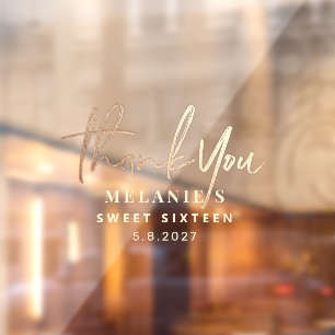 Autocollant Pour Fenêtre Merci Personnalisé 16e Pile d'or nuptiale