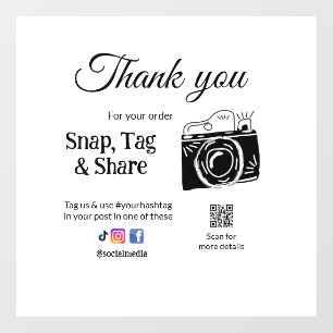 Autocollant Pour Fenêtre Merci snap tag partager caméra multimédia ajouter 
