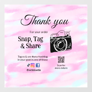 Autocollant Pour Fenêtre Merci snap tag partager caméra multimédia ajouter 