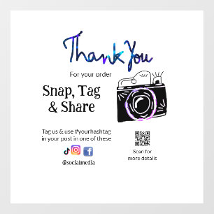 Autocollant Pour Fenêtre Merci snap tag partager média caméra ajouter résea