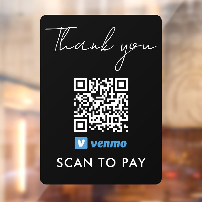 Autocollant Pour Fenêtre Merci Venmo Paiement QR Code numérisation pour pay (Feuille 2)