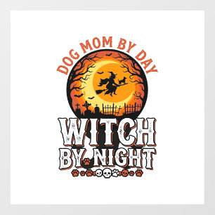 Autocollant Pour Fenêtre Mère de chien sorcière la nuit Vintage Halloween T