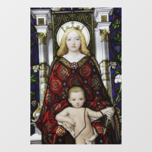 AUTOCOLLANT POUR FENÊTRE MÈRE MARIE (BLOND) BÉBÉ JÉSUS FENÊTRE CLAIR